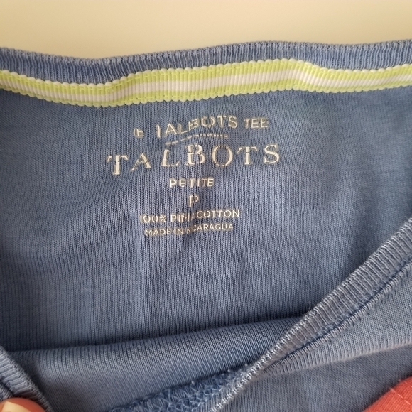 The Talbots Tee 2 Piece Bundle Coral & Blue Petite - Picture 9 of 9